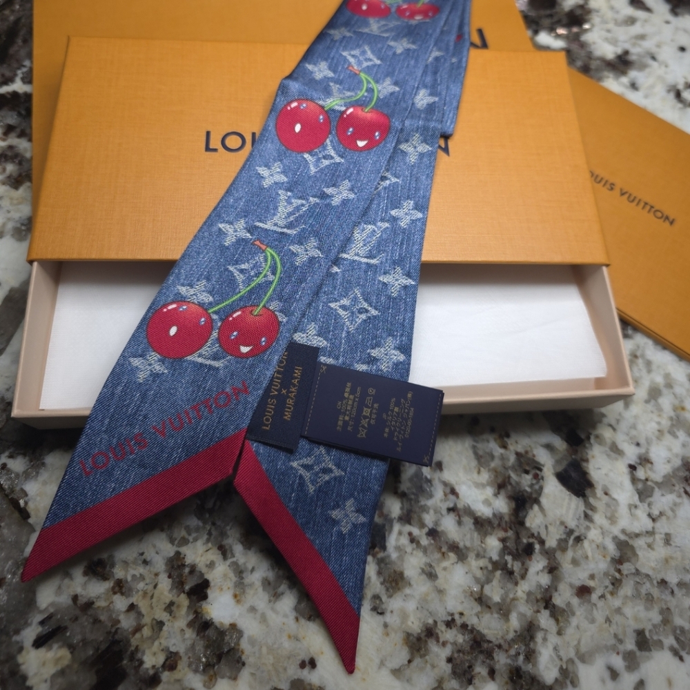 🍒Louis Vuitton x Takashi Murakami Denim Cerises Cherry Bandeau
